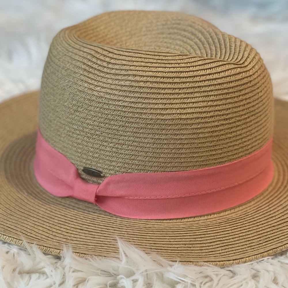 C.C Panama Color Banded Straw Sun Hat